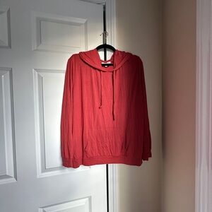 Express Thin Red-Orange Hoodie Top Size M